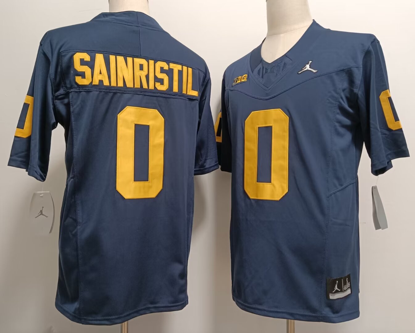 2024 NCAA Men Michigan Wolverines 0 Mike Sainristil blue nike jersey style 2
